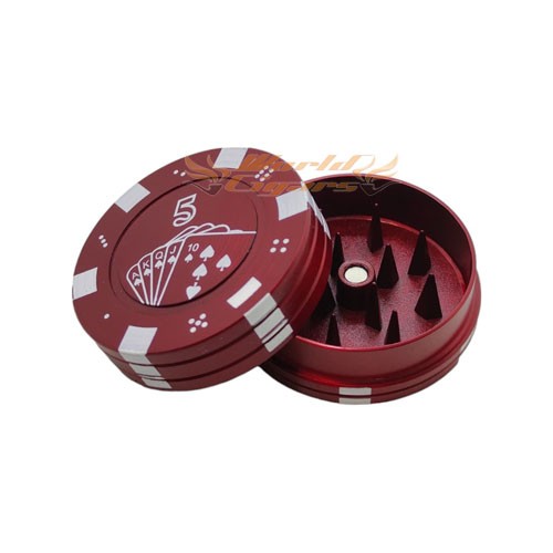 Triturador De Fumo Metal Ficha de Poker Slim - Vermelho
