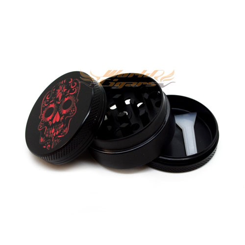 Triturador de Fumo em Metal Pequeno Preto Caveira