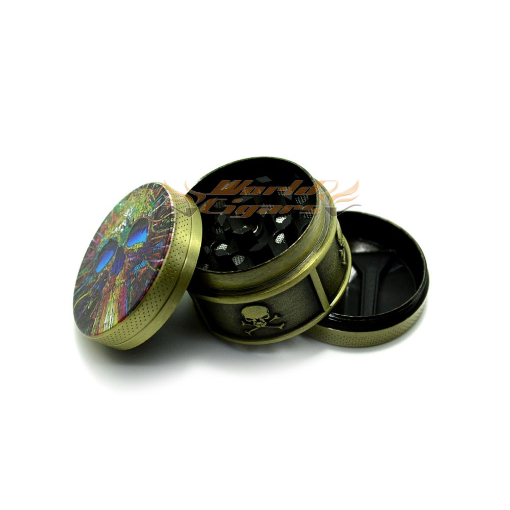 Triturador de Fumo em Metal Pequeno Cor Cobre Caveira