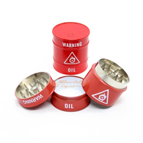 Triturador De Fumo Em Metal Oil Barrel - Vermelho