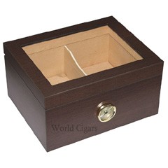 Caixa para 50 a 75 charutos - c/vidro - acab. Tabaco