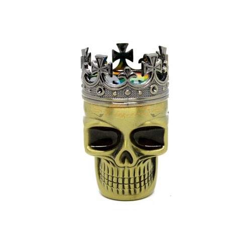 Triturador De Fumo Em Metal King Skull - Dourado