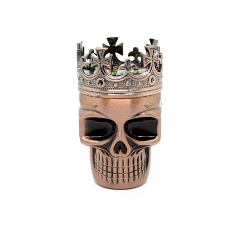 Triturador De Fumo Em Metal King Skull - Cobre