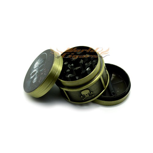 Triturador de Fumo em Metal Pequeno Cor Cobre Caveira	