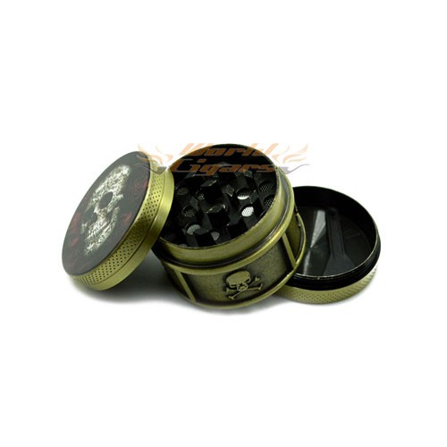 Triturador de Fumo em Metal Pequeno Cor Cobre Caveira	