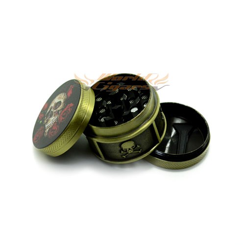 Triturador de Fumo em Metal Pequeno Cor Cobre Caveira