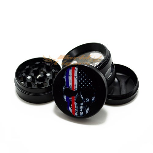 Triturador de Fumo em Metal Pequeno Preto Caveira