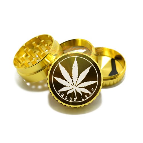 Triturador de Fumo em Metal Weed - Dourado